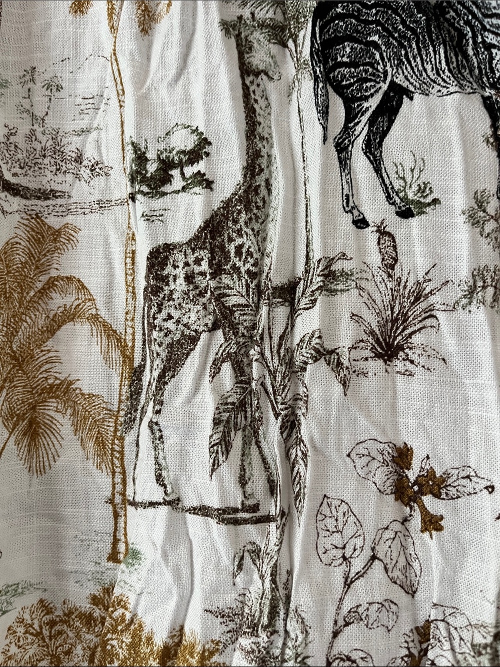 Women's Safari-Print Button Down Shirt - White with Black & Tan - Picture 6 of 14